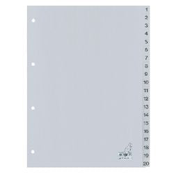 Onglets kangaro g420c pp a4 120 microns gris 20 parties 1-20 4 trous imprimés