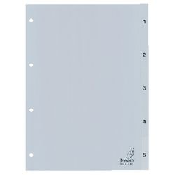 Onglets Kangaro G405C PP A4 120 microns gris 5 pièces 1-5 4 trous imprimés