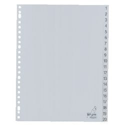 Onglets kangaro g405cm pp a4 120 microns gris 20 pièces 1-20 23 trous imprimés