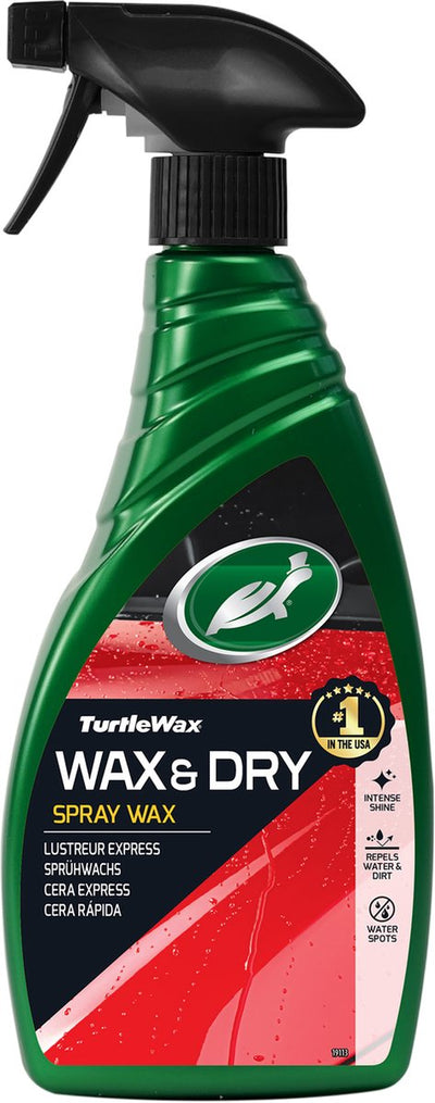 Turtle Wax Green Line Wax Dry - Cirage pendant que la voiture sèche - Gain de temps - Offre une protection brillante en profondeur - 500 ml