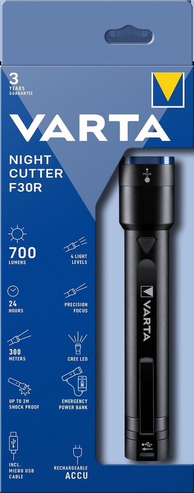Varta night cutter f30r - Lampe de poche LED et batterie externe - résistant aux éclaboussures - 18901