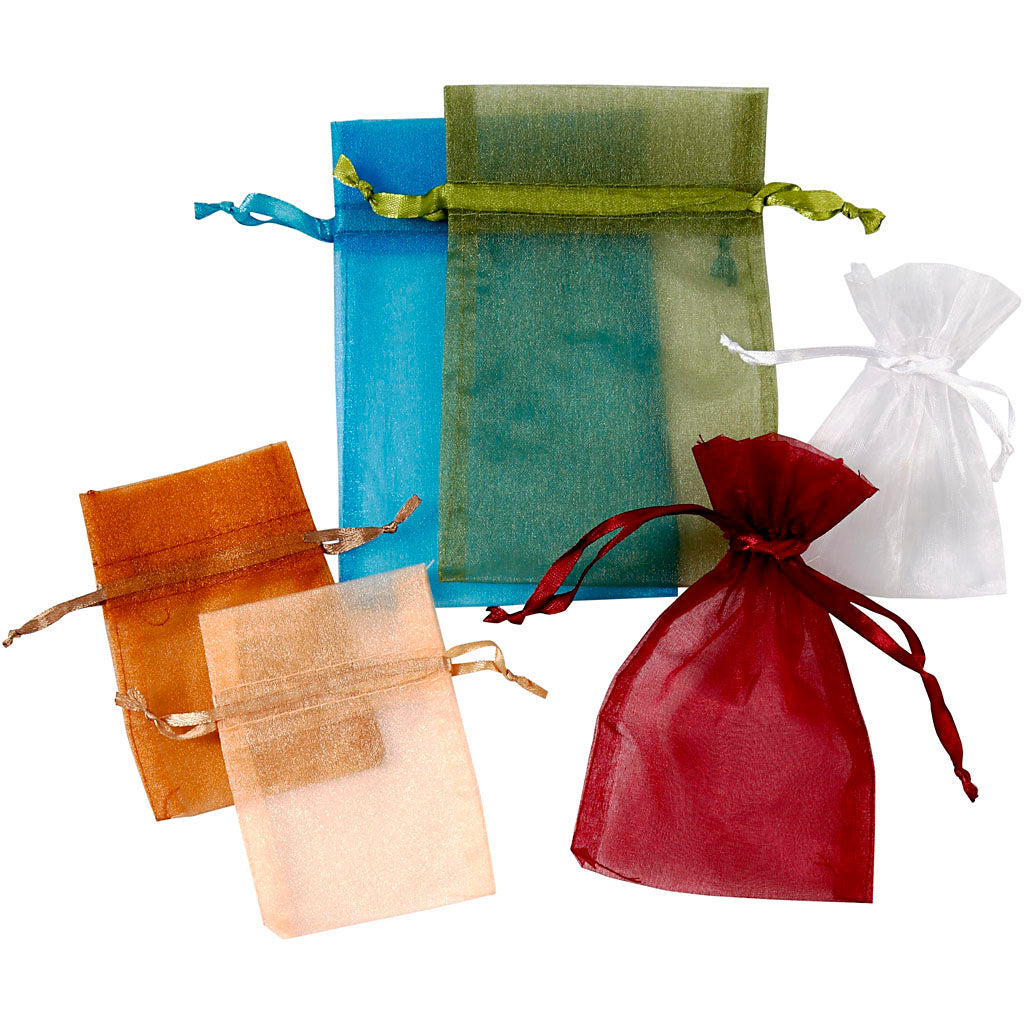 Sacs en organza Creativ company, taille 7x10+10x15 cm, différentes couleurs, 30 pièces 1 boîte