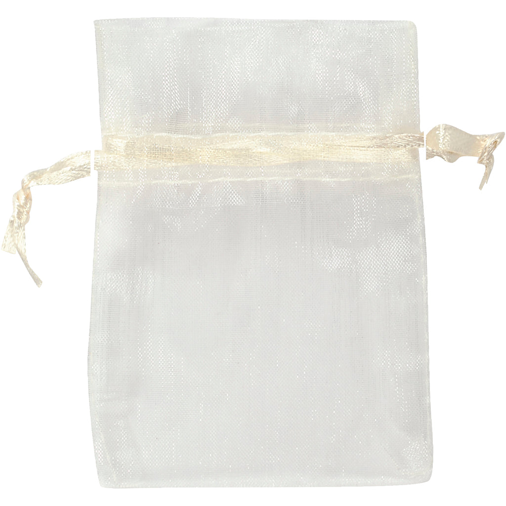 Sacs en organza Creativ company, taille 7x10 cm, blanc cassé, 10 pièces 1 boîte