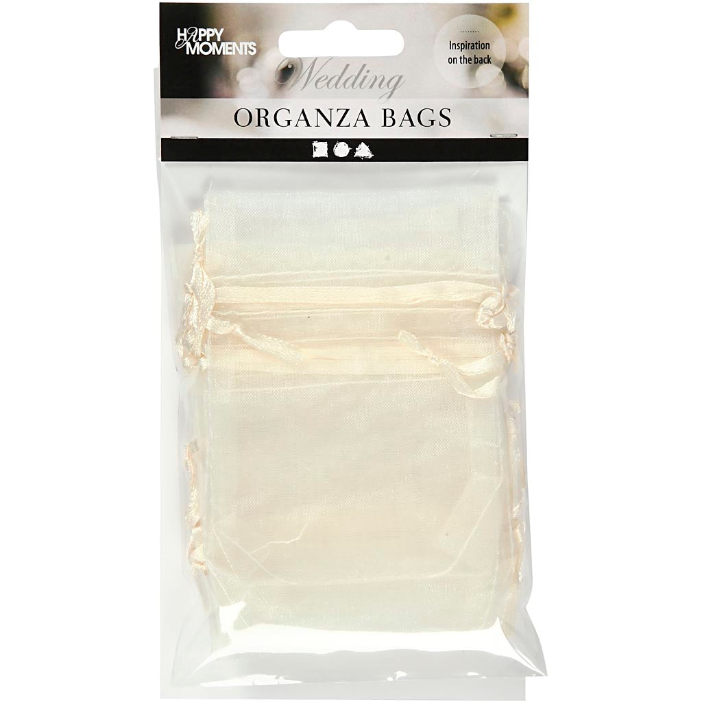 Sacs en organza Creativ company, taille 7x10 cm, blanc cassé, 10 pièces 1 boîte