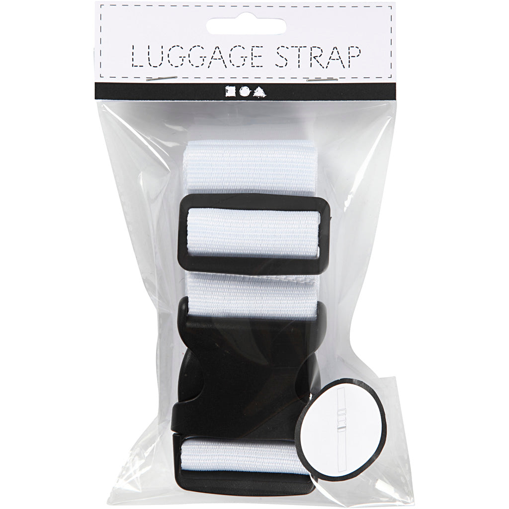 Sangle de bagage Creativ company, l: 5 cm, taille 92-164 cm, blanc, 1 pièce