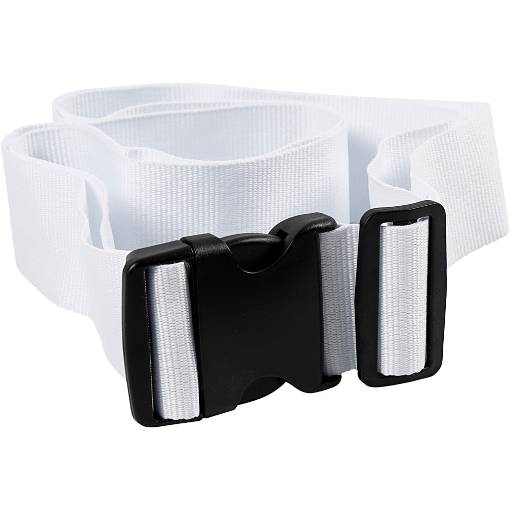 Sangle de bagage Creativ company, l: 5 cm, taille 92-164 cm, blanc, 1 pièce