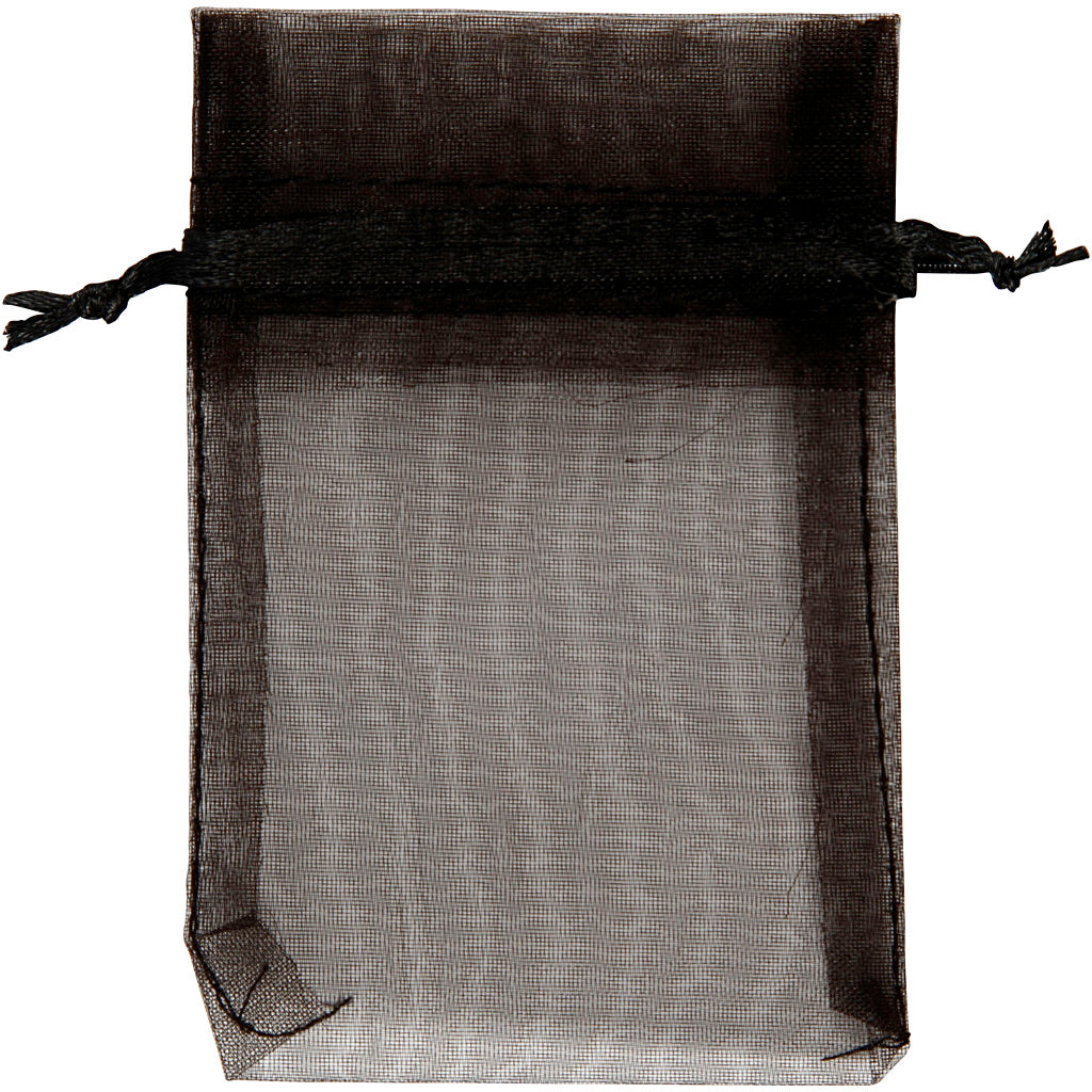 Sacs en organza Creativ company, taille 7x10 cm, noir, 10 pièces, 1 boîte