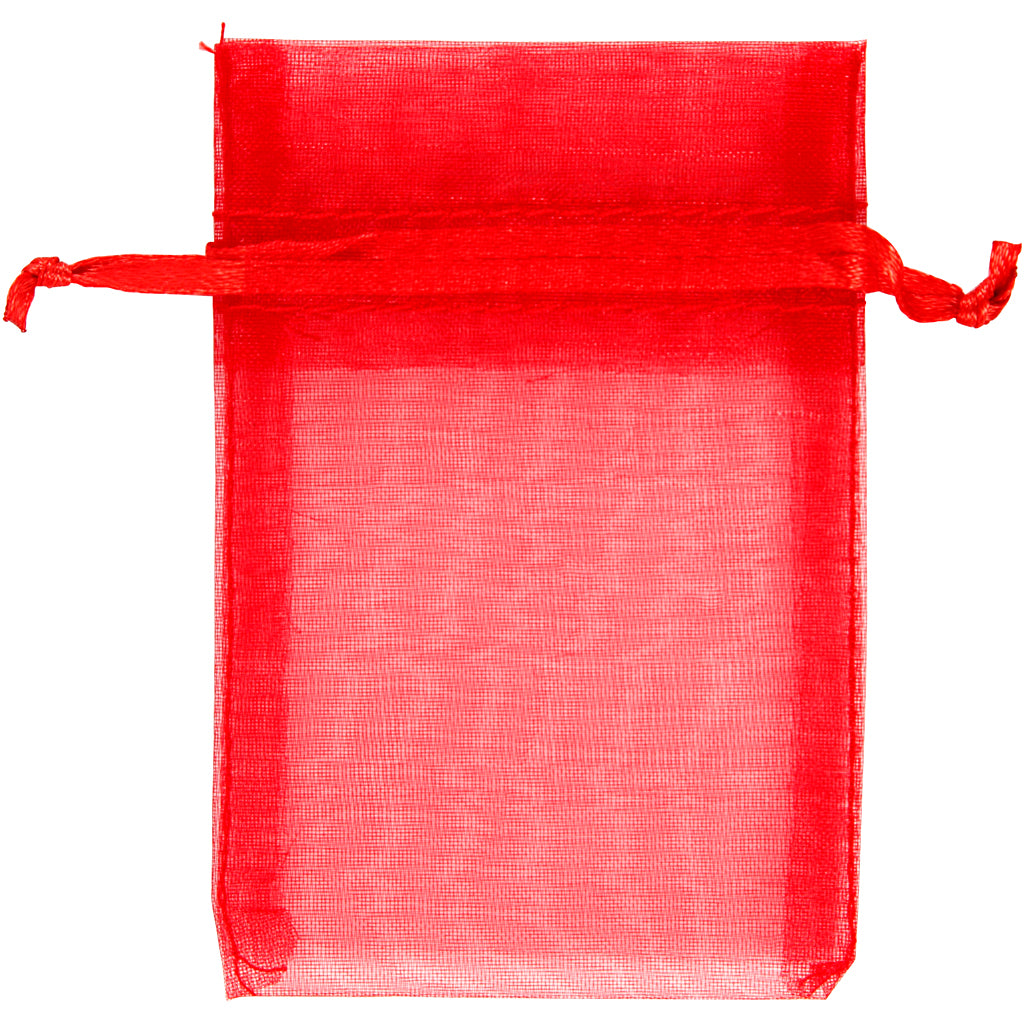 Sacs en organza Creativ company, dimension 7x10 cm, rouge, 10 pièces, 1 boîte