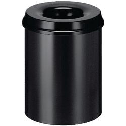Poubelle extinctrice métal inox 36cm diamètre 25,5cm capacité 15l alu-noir