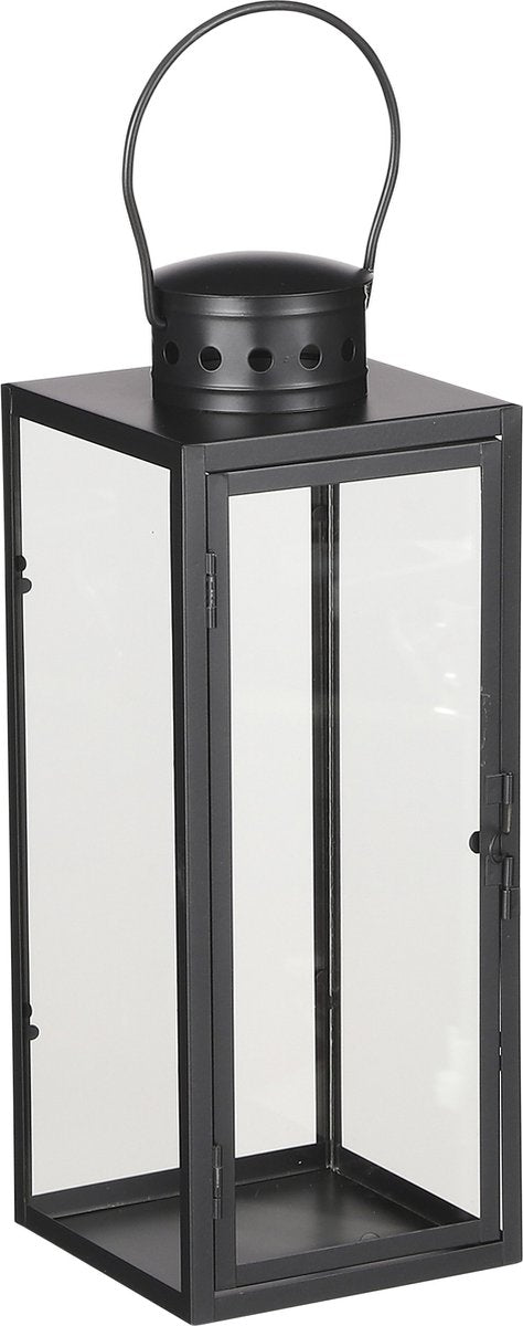 Mica decorations lanterne lanterne arzilla - noir - métal - éclairage - 13 x 34 cm - pour intérieur et extérieur