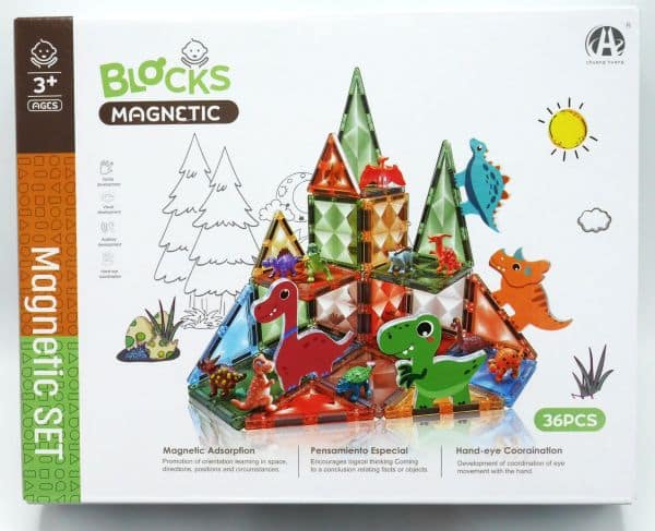 Jeu de construction magnétique Jonotoys avec figurines de dinosaures