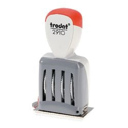 Timbre dateur 2910 c8 métal plastique argent gris clair rouge «payé» caractères 4mm