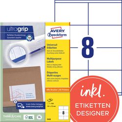 Etiquettes universelles avery zweckform 3426 105x70mm blanc