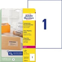 Etiquettes d'adresse avery zweckform transparentes 25 pièces