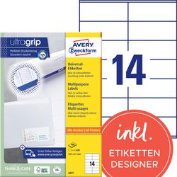 Etiquettes universelles avery zweckform 3477 105x41mm blanc