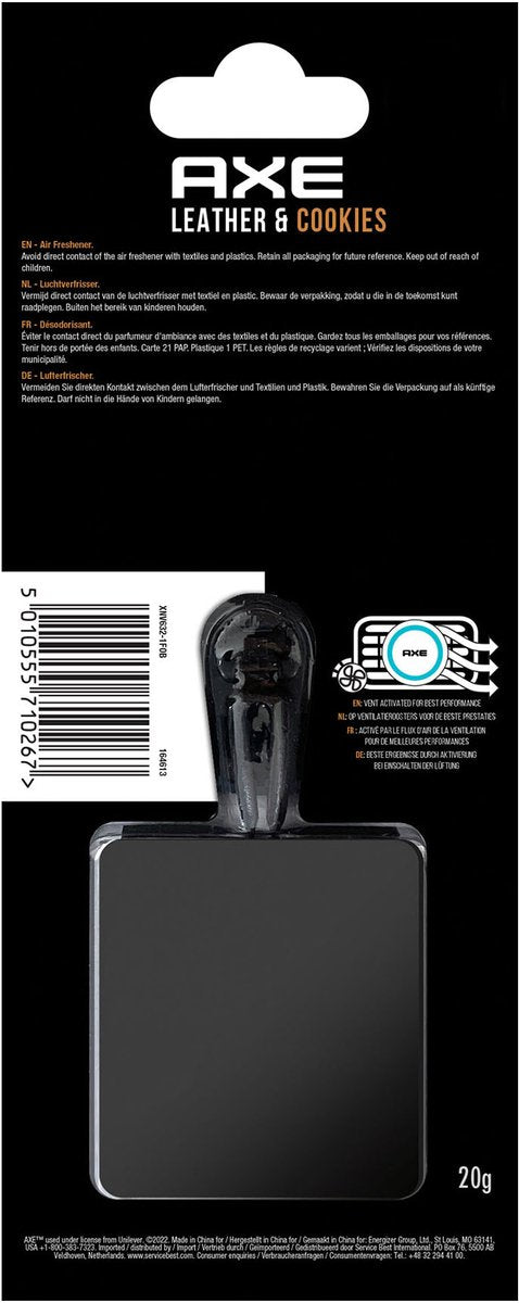 Axe désodorisant mini ventilation cuir + biscuits 3 cm noir