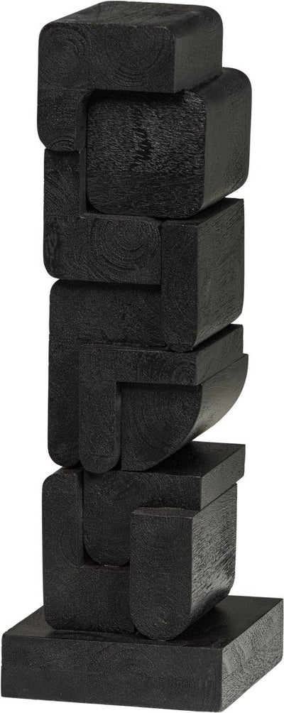 Ornement sculpture Woood isan - bois - noir - 53x18x18