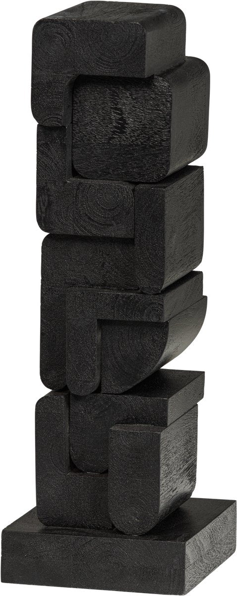 Ornement sculpture Woood isan - bois - noir - 53x18x18