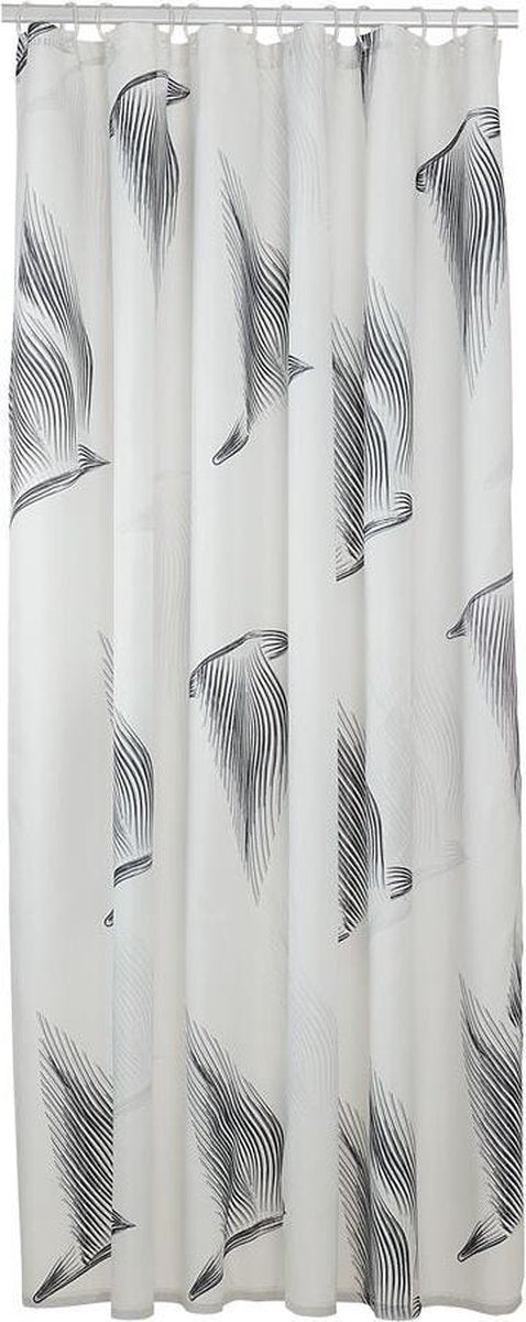 Oiseaux en peau de phoque - rideau de douche 180x200 cm - polyester - noir et blanc