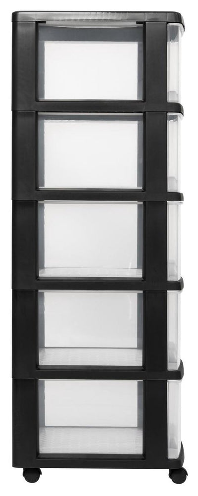 Système de tiroirs Curver essentials - 5x20 litres - noir transparent