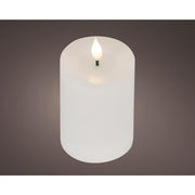 Bougie LED réaliste Lumineo avec mèche de cire et effet flamme ø7,5x13,5cm blanche avec minuterie 6 heures, alimentée par batterie - afbeelding 1