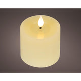Bougie LED réaliste Lumineo avec mèche de cire et effet flamme Ø7,5x9,5cm crème avec minuterie 6 heures, fonctionne sur piles - afbeelding 1