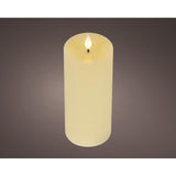 Bougie LED réaliste Lumineo avec mèche de cire et effet flamme Ø7,5x20cm crème avec minuterie 6 heures, fonctionne sur piles - afbeelding 1