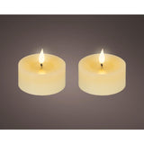 Bougie chauffe-plat LED réaliste Lumineo avec effet flamme Ø 7,5x6 cm crème avec minuterie 6 heures, alimentée par batterie - 2 pièces - afbeelding 1