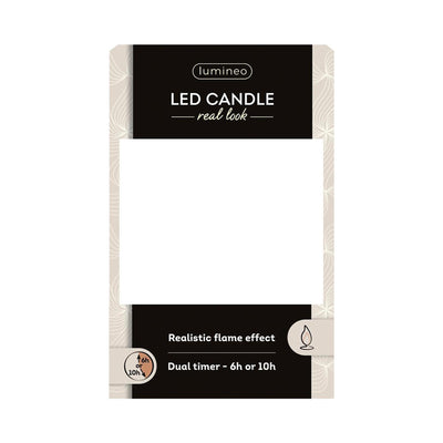 Bougie LED réaliste Lumineo avec mèche de cire et effet flamme ø7,5x9,5 cm rouge avec minuterie 6 heures, fonctionne sur piles