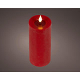 Bougie LED réaliste Lumineo avec mèche de cire et effet flamme ø7,5x20cm rouge avec minuterie 6 heures, fonctionne sur batterie - afbeelding 1