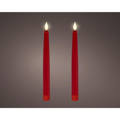 Tables à manger LED réalistes Lumineo avec effet flamme ø2,2x24,5 cm rouge avec minuterie 6 heures, alimentée par batterie - 2 pièces