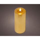 Bougie LED réaliste Lumineo avec mèche de cire et effet flamme ø7,5x20cm or avec minuterie 6 heures, fonctionne sur batterie - afbeelding 1
