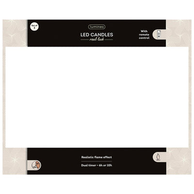 Bougie LED réaliste Lumineo 3 pièces avec mèche en cire et effet flamme Ø7,5 hauteur 9,5-13,5-20cm noir avec minuterie fonctionne sur télécommande et batterie