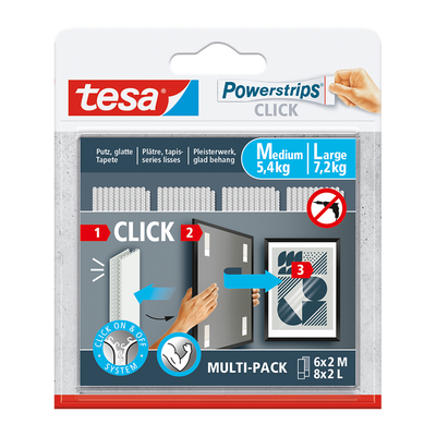 Tesa 1074182 - multiprises clic combo 6x2 m 8x2 l | 6 pièces