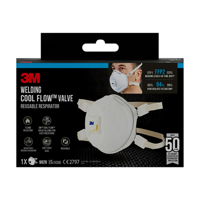 3m 1062060 - masque pour fumées de soudage 9928c1n, ffp2, avec valve, 1 hp | 2 pièces