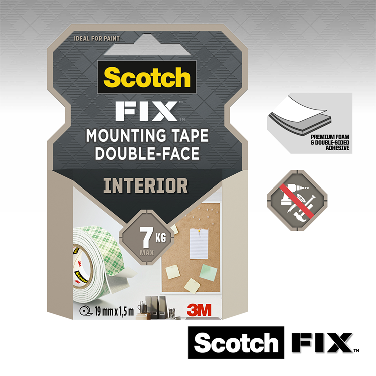 3m 1071428 - ruban de montage intérieur scotch-fix™ 19mmx5m, 1 rouleau | 12 pièces