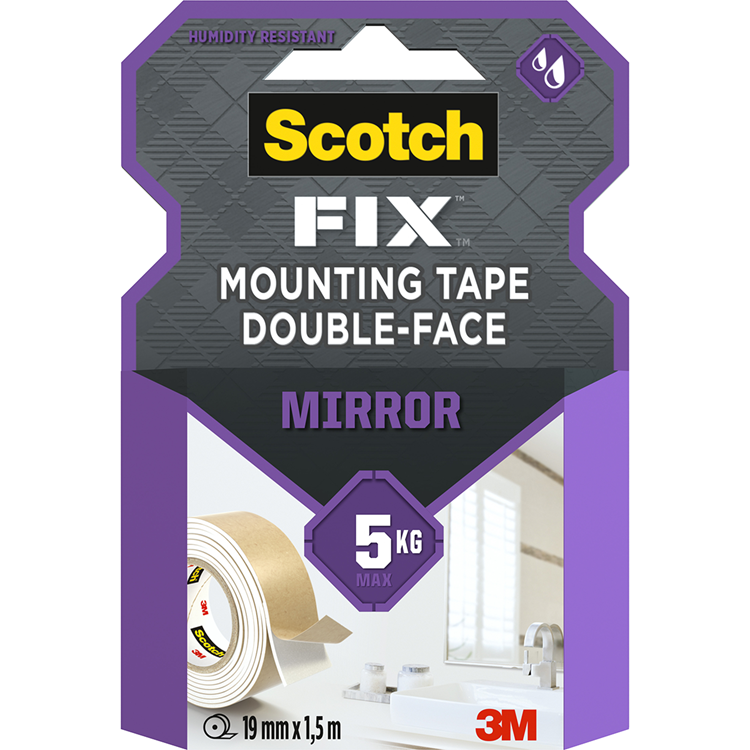3m 1071422 - ruban de montage pour miroirs scotch-fix™ ruban adhésif 19 mm x 1,5 m, 1 rouleau | 12 pièces