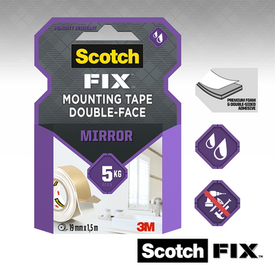 3m 1071427 - ruban de montage pour miroir scotch-fix™ 19mmx5m, 1 rouleau | 12 pièces