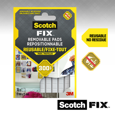 3m 1071429 - tampons auto-amovibles scotch-fix™ 11 mm x 15 mm, 36 hp | 24 pièces
