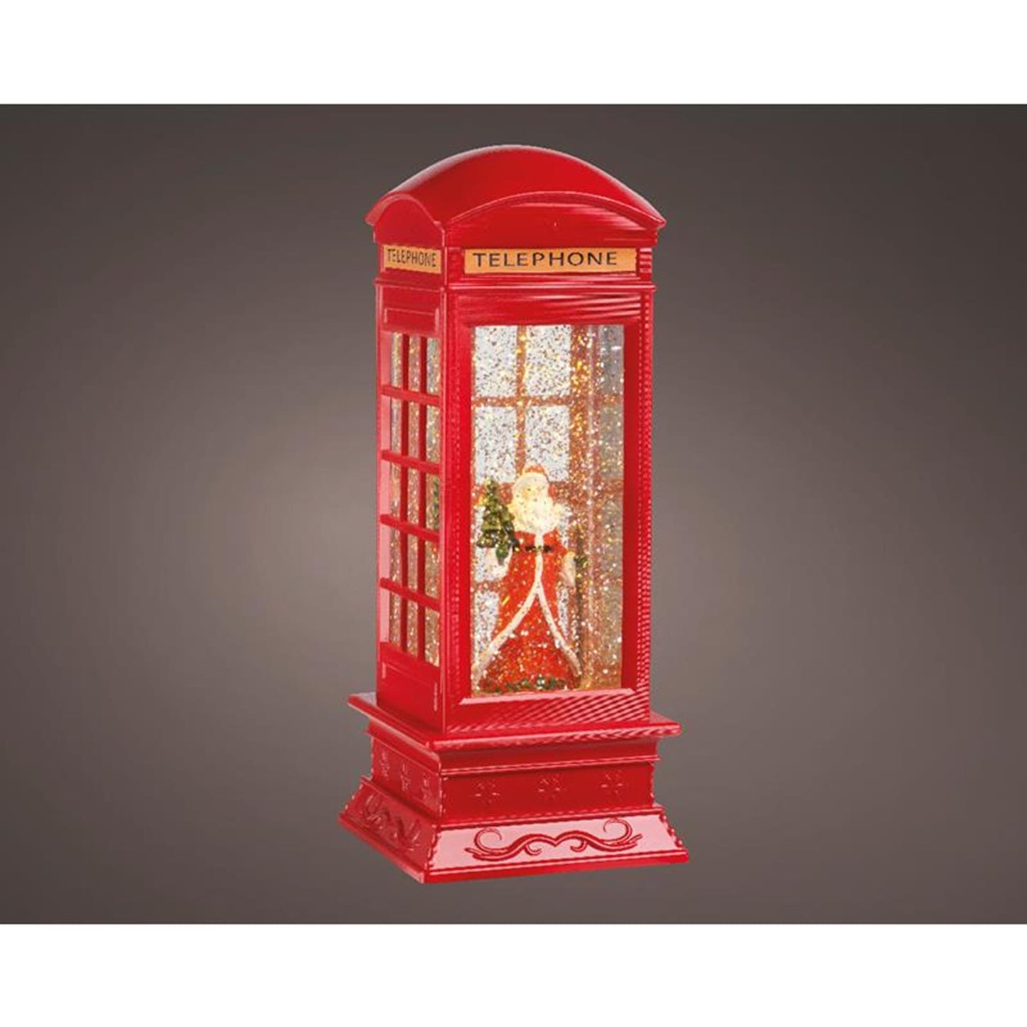Cabine téléphonique LED Lumineo water spinner avec Père Noël