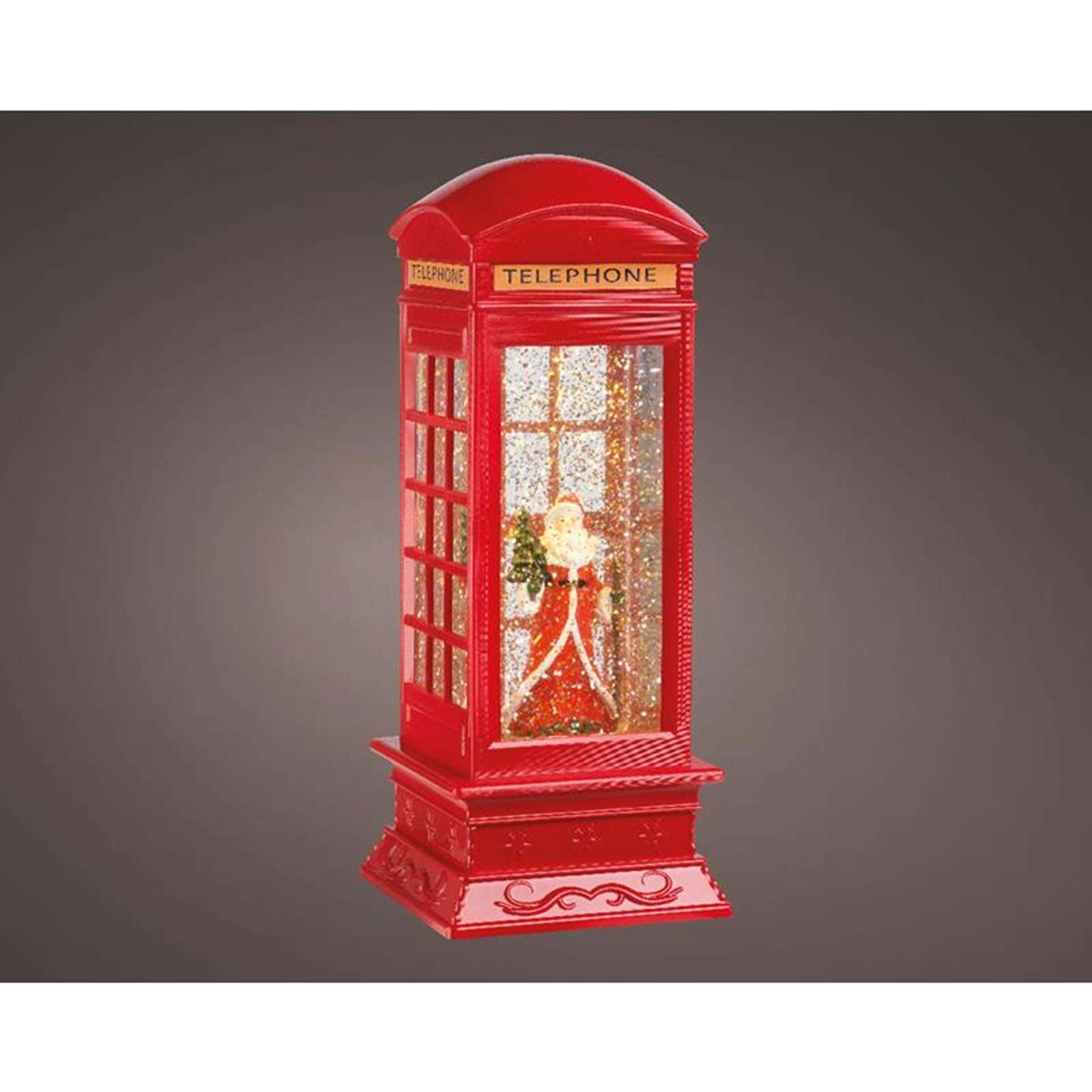 Cabine téléphonique LED Lumineo water spinner avec Père Noël