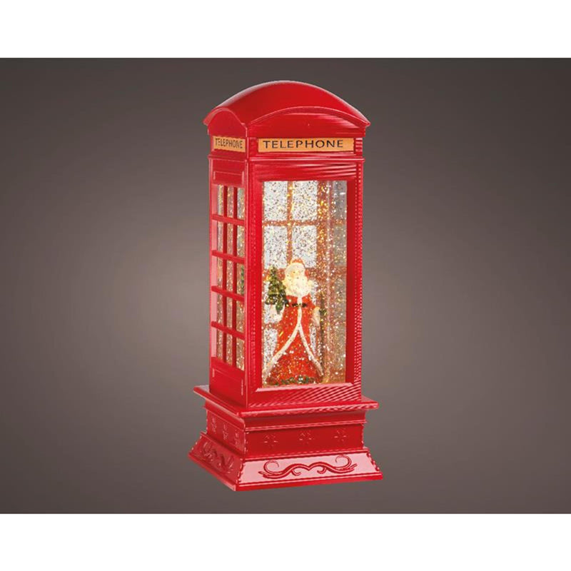 Cabine téléphonique LED Lumineo water spinner avec Père Noël