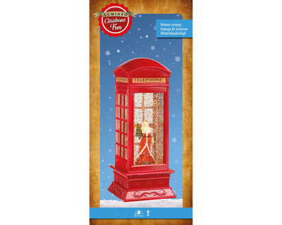 Cabine téléphonique LED Lumineo water spinner avec Père Noël