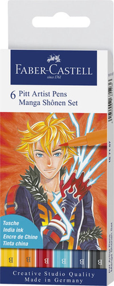 Stylo à dessin Faber-castell - stylo pinceau - stylo artiste Pitt - 6 pièces - manga shonen - fc-167157
