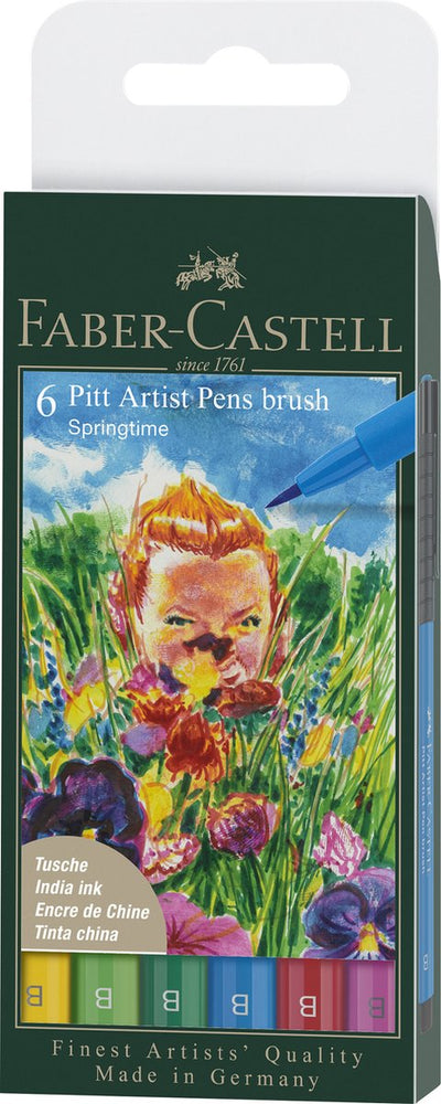 Stylo à dessin Faber-castell - stylo d'artiste Pitt - étui de 6 pièces - printemps - fc-167177
