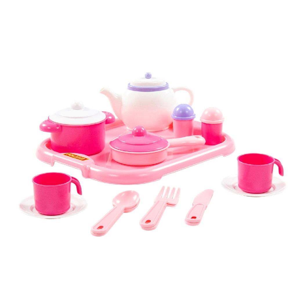 Polsie Polsie Crockery Ensemble de 19 pièces rose blanc