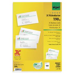Cartes de visite sigel 3c 190 g m² blanc
