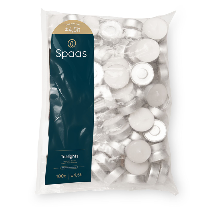 Spaas 1074424 - sachet de bougies chauffe-plat 100 pièces 4,5 heures | 4 pièces