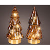 Lumineo micro LED Sapin de Noël en verre Ø6x12,8cm marron blanc chaud 2 assortis