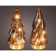 Lumineo micro LED Sapin de Noël en verre Ø6x12,8cm marron blanc chaud 2 assortis